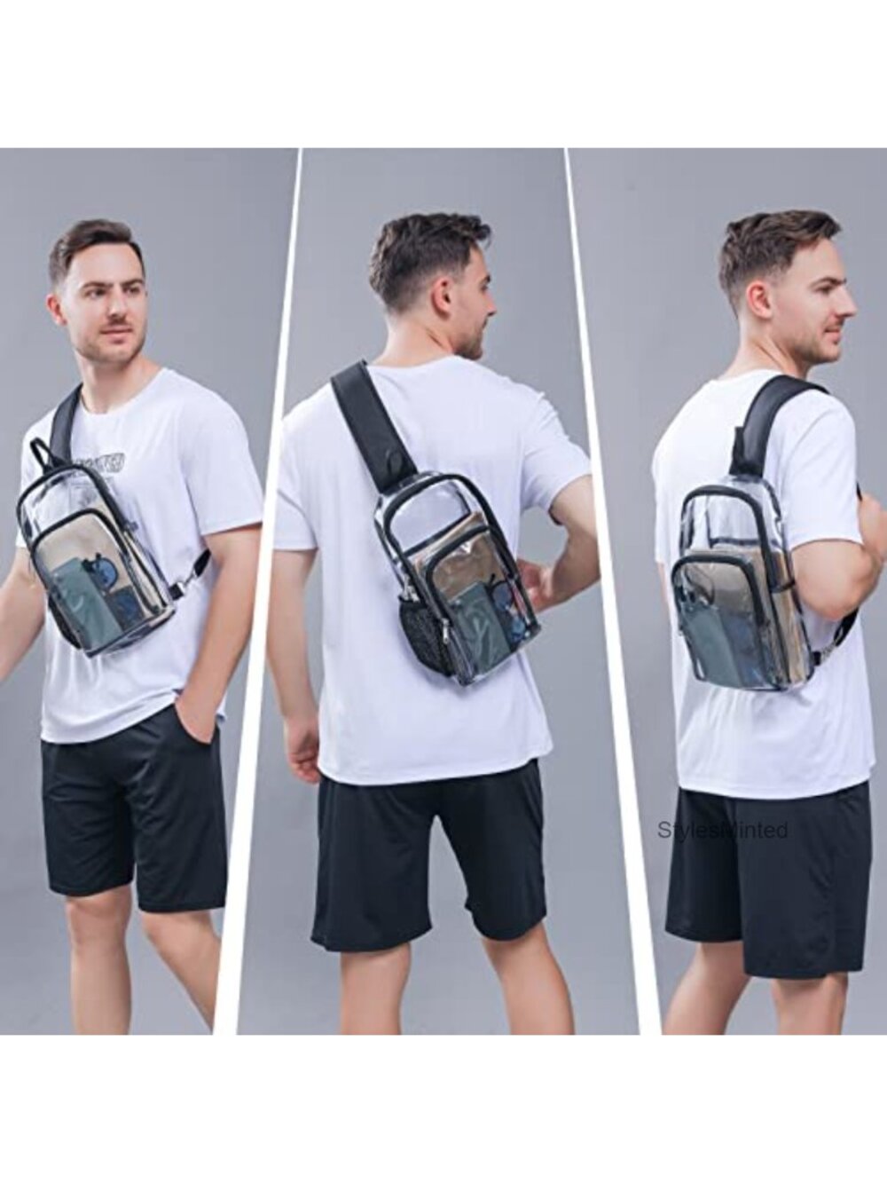 Clear Sling Bag Stadium Approved Shoulder Backpack PVC Travel Essentials - Picture 3 of 6